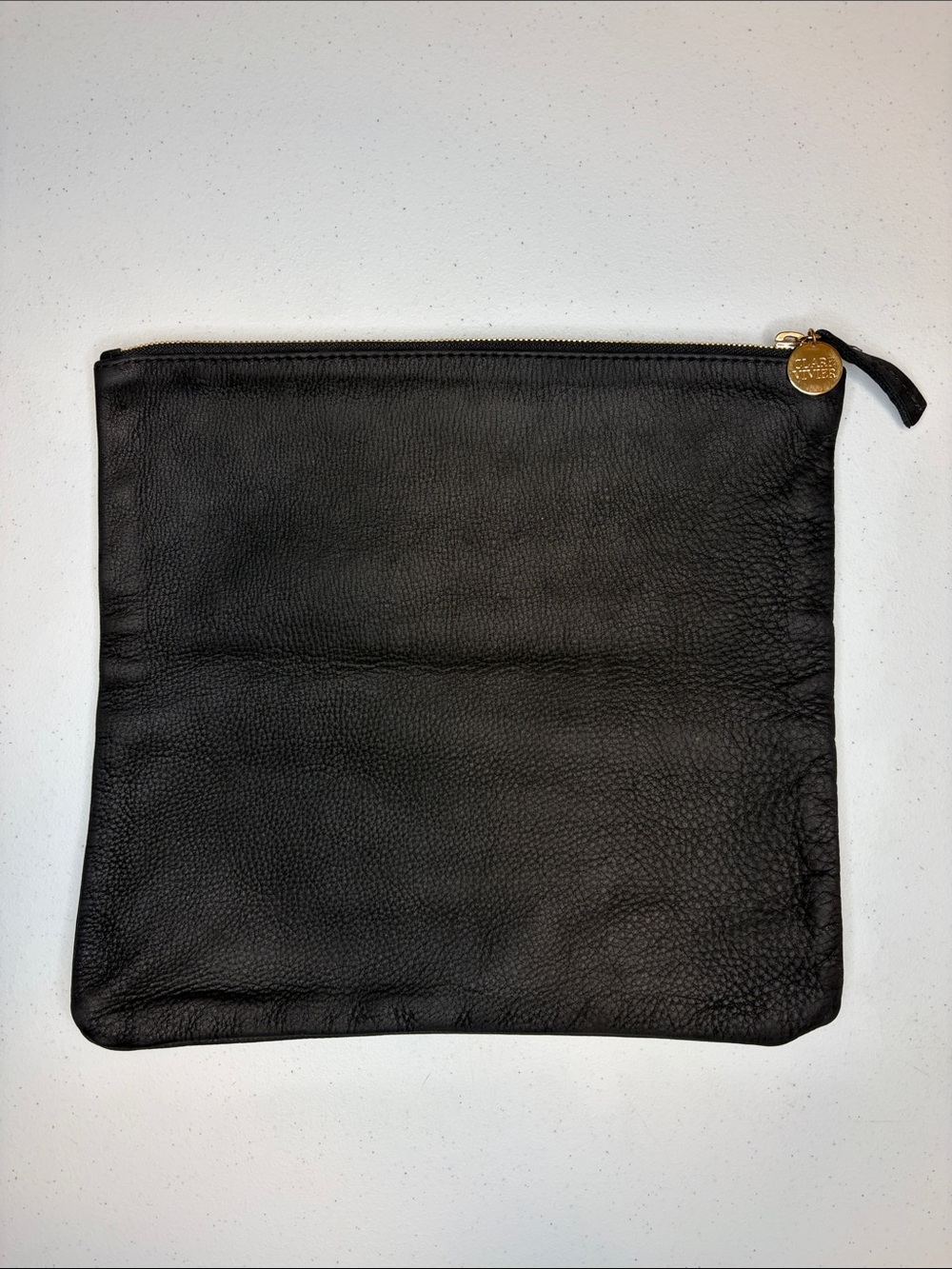 Clare Vivier Black Leather Slouchy Foldover Clutch Pouch Bag - Classic